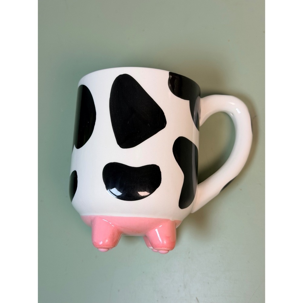 Boston Warehouse Cow Print Mug EUC Udder Feet Farmhouse Farmcore